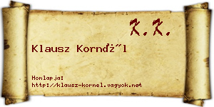 Klausz Kornél névjegykártya